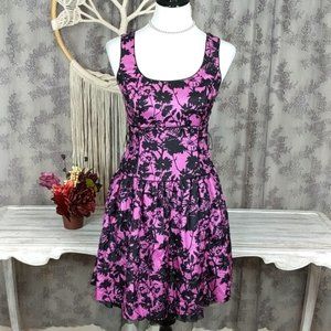 Kensie purple silk floral party dress